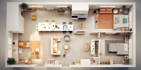 minimalistic design Floor plan of a house top view - obrazy, fototapety, plakaty