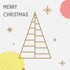 Fototapeta premium Christmas greeting card with golden tree. Vector illustration