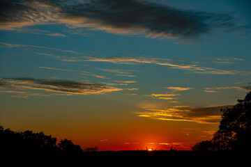 Wonderful colorful idyllic surreal sky at dawn