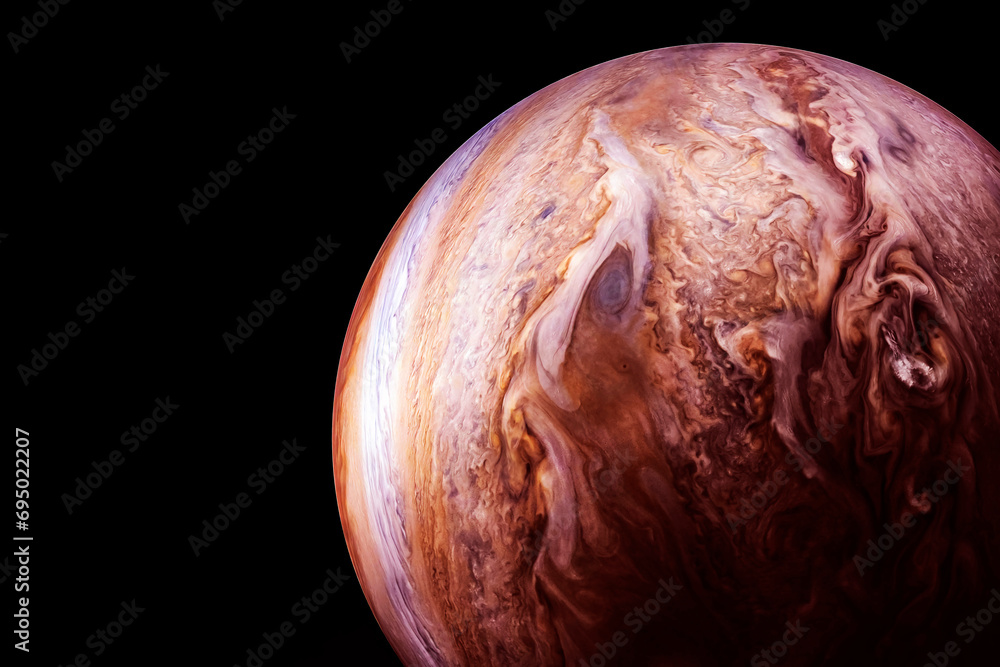 Poster planet jupiter on a dark background. elements of this image furnished by nasa