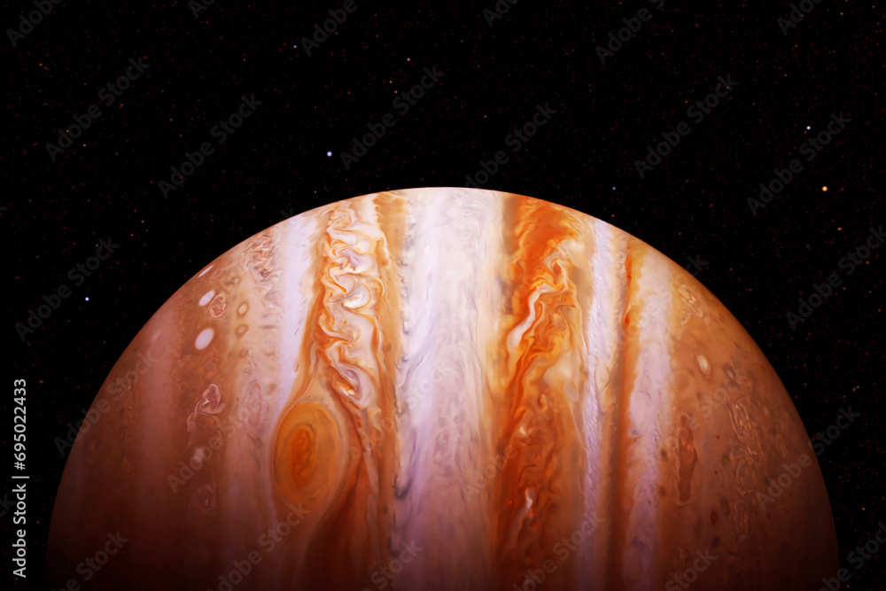 Poster planet jupiter on a dark background. elements of this image furnished by nasa