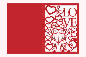 Gnome Valentine Greeting Card Papercut