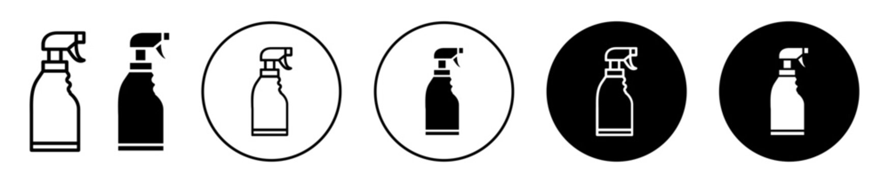 Cleaning spray icon. household kitchen floor or laundry cleaner detergent softener laundromat plastic trigger bottle with pump symbol. cleaning spray product with hand sprayer vector set sign. 