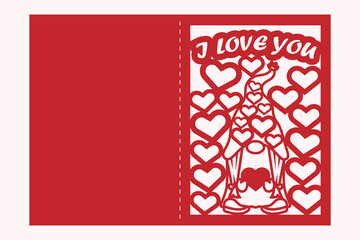 Gnome Valentine Greeting Card Papercut