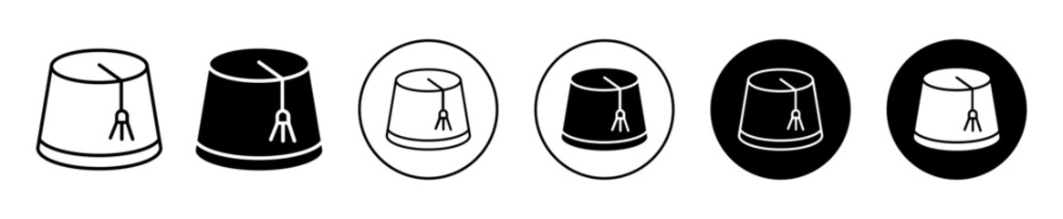 Fez hat icon. İstanbul Turk head cap wear by Arabic Muslim in ottoman turkey or morocco Lebanese people symbol. fez or tarboosh, tarboush hat vector sign.  Moroccan fez hat or cap logo
 - obrazy, fototapety, plakaty
