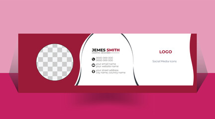 Vector corporate email signature or footer template design with personal details design template