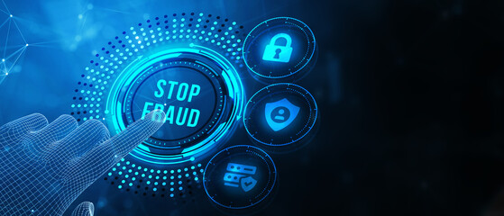 Fraud Alert Caution Defend Guard Notify Protect Concept. 3d illustration