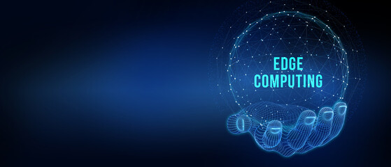 Edge computing modern IT technology on virtual screen. Business, technology, internet and networking concept. 3d illustration