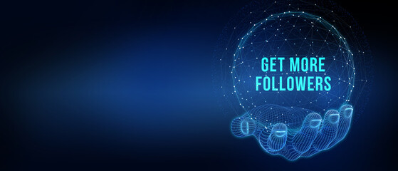 Get more followers concept. Business, Technology, Internet and network concept. 3d illustration