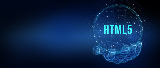 The concept of business, technology, the Internet and the network.  HTML5. 3d illustration