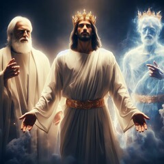 The Divine Trinity, God the Father, God the Son and God the Holy Spirit, Generative AI - obrazy, fototapety, plakaty