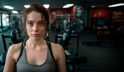 Fototapeta premium Determined Woman Resting in Gym