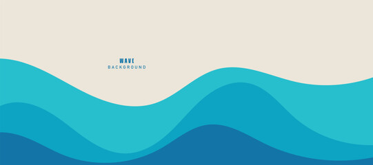 Vector layered blue water wave banner template - obrazy, fototapety, plakaty
