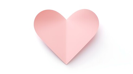 Obraz premium Blush Paper Heart on a white Background. Romantic Template with Copy Space
