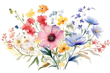Summer flower wallpaper illustration watercolor nature spring retro vintage background blossom floral plant