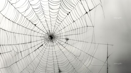 Obraz premium Spider web on a light grey background. Creepy spider webs