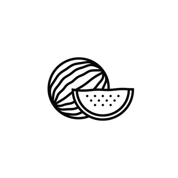 Original vector illustration. Contour icon of a ripe watermelon.