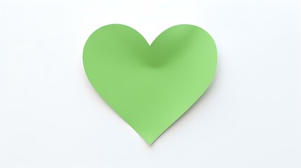 Obraz premium Green Paper Heart on a white Background. Romantic Template with Copy Space