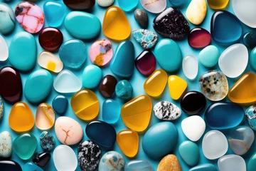 Poster Closeup pebble pattern blue decoration colorful background sea texture mineral nature © SHOTPRIME STUDIO