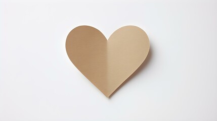Fototapeta premium Khaki Paper Heart on a white Background. Romantic Template with Copy Space