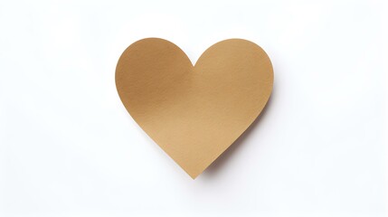 Khaki Paper Heart on a white Background. Romantic Template with Copy Space