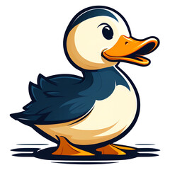 cute cartoon duck bird icon logo side view, isolated on white background - obrazy, fototapety, plakaty