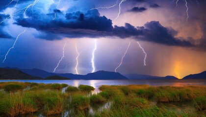 rain clouds with lightening