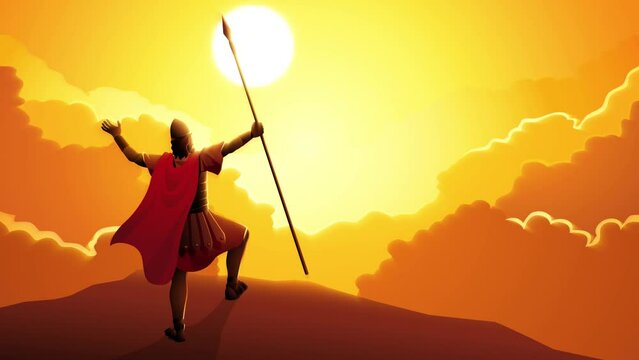 Biblical motion graphic series, depicting the moment when Joshua commanded the sun to stand still