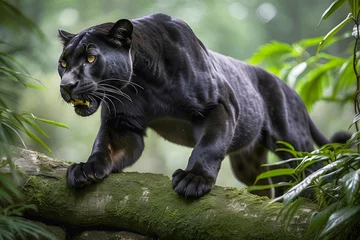 Plexiglas foto achterwand tiger in the jungle,black panther,jaguar © kosala