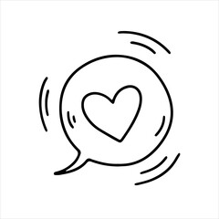 Vector doodle illustration. Heart in a bubble. Drawing for Valentine's Day