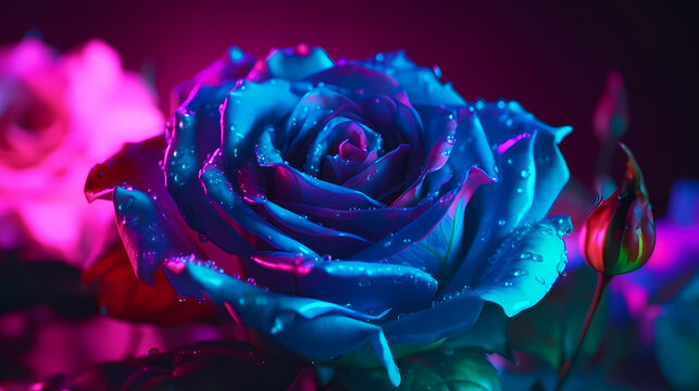 Rose with a Neon Glow