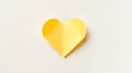 Obraz premium Light Yellow Paper Heart on a white Background. Romantic Template with Copy Space