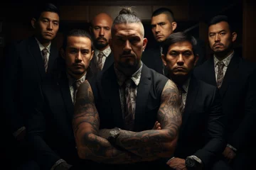 Foto op Aluminium A group of men with yakuza style tattoos. dangerous people. Concept: mafia and criminal gangs in Japan.  © Marynkka_muis