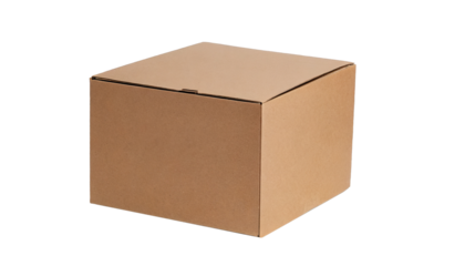stacked cardboard boxes of various sizes - isolated on transparent background