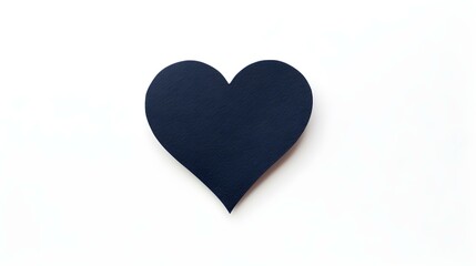 Navy Blue Paper Heart on a white Background. Romantic Template with Copy Space