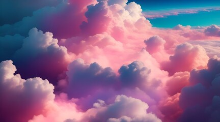 Colorful Sunset Sky with Dramatic Clouds and Tranquil Atmosphere. Colorful sky at dawn with vibrant pink and blue afterglow