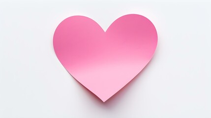 Fototapeta na wymiar Pink Paper Heart on a white Background. Romantic Template with Copy Space