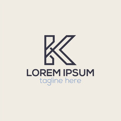 K letter modern creative minimal line logo design concept isolated vector template 