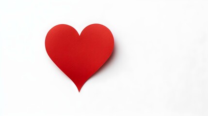 Red Paper Heart on a white Background. Romantic Template with Copy Space