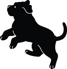 Simple and adorable French Mastiff Silhouette jumping with details
