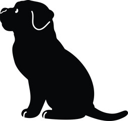Simple and adorable French Mastiff Silhouette sitting in side view with details