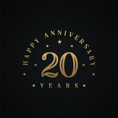 Golden 20th Anniversary celebration label designs
20th anniversary elegance logotype design template