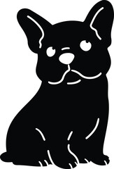 Silhouette of French Bulldog sitting in front view with details