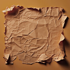 square background in orange color with crumpled paper with torn edges as a basis for advertisement design