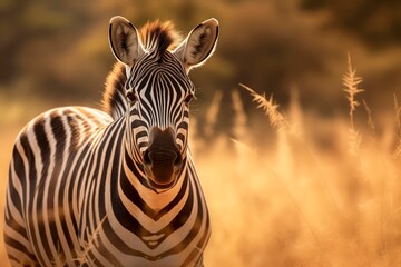 Naklejka premium close up of a plains zebra Equus quagga an Africam member of the horse family with its famous striped coat