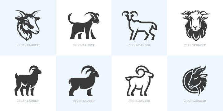 Stilisierte Ziegenlogos f&uuml;r unabh&auml;ngige, wachsame und mutige Unternehmen