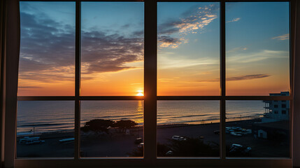 sunset by the window. Generative Ai