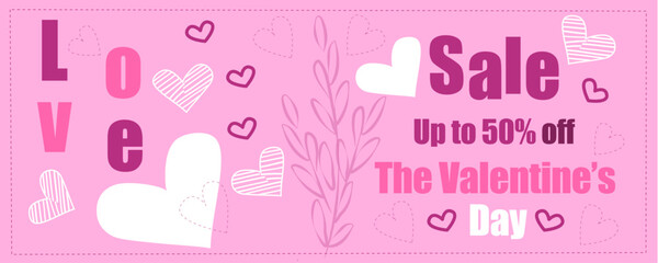 vector pink valentine sale banner 
