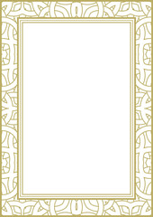Gold wide frame with fantasy ornament. A4 format. Title page. Frame for photos, pictures, greeting cards and more. Version No. 8. Vector illustration