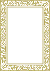 Gold wide frame with fantasy ornament. A4 format. Title page. Frame for photos, pictures, greeting cards and more. Version No. 7. Vector illustration